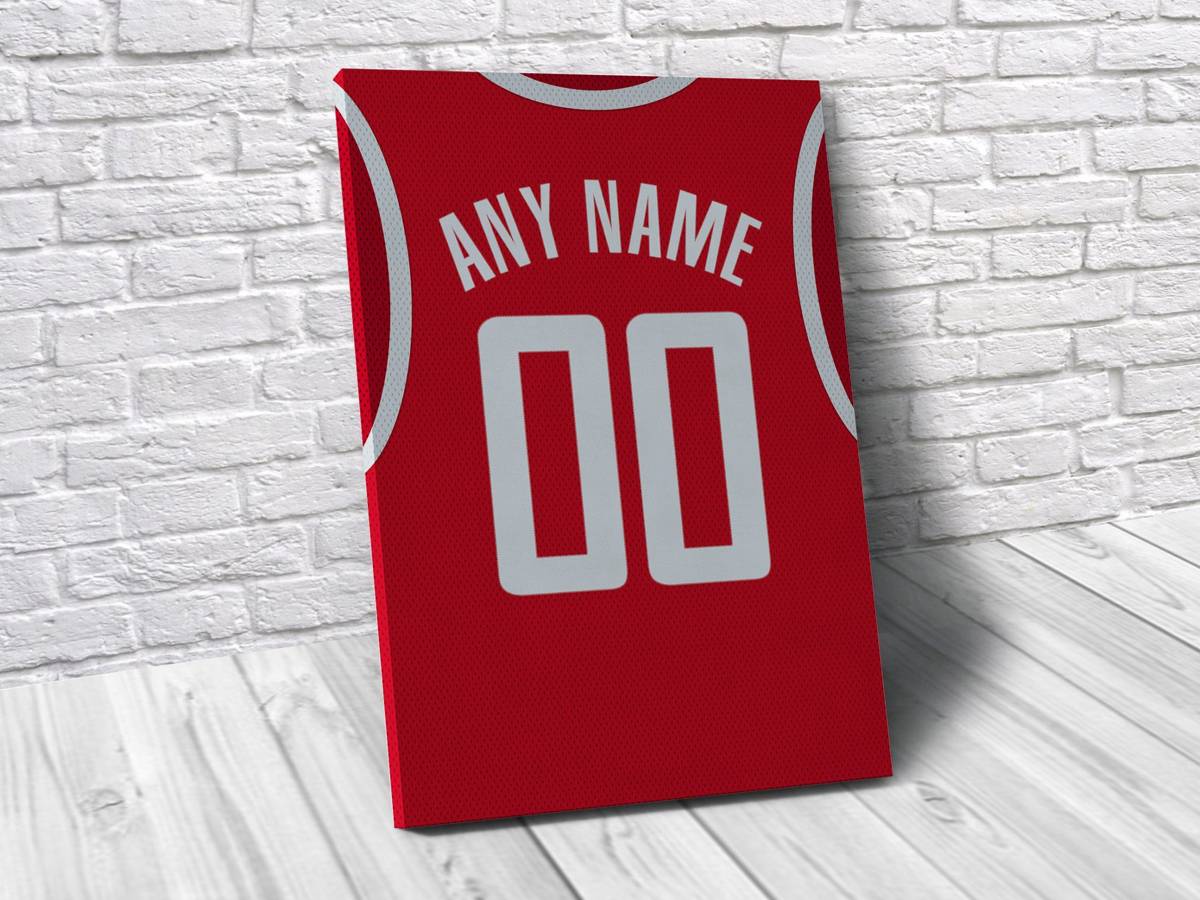 Houston Rockets Personalized Jersey Sports Art Print, Basketball Shirt, Sports Decor – Poster | Canvas Wall Art Print