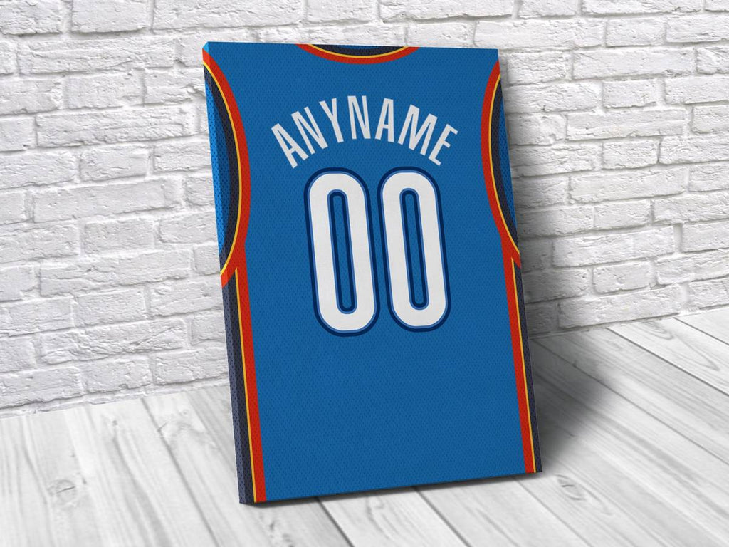 Oklahoma City Thunder Personalized Jersey Sports Art Print, Basketball Shirt, Sports Decor – Poster | Canvas Wall Art Print