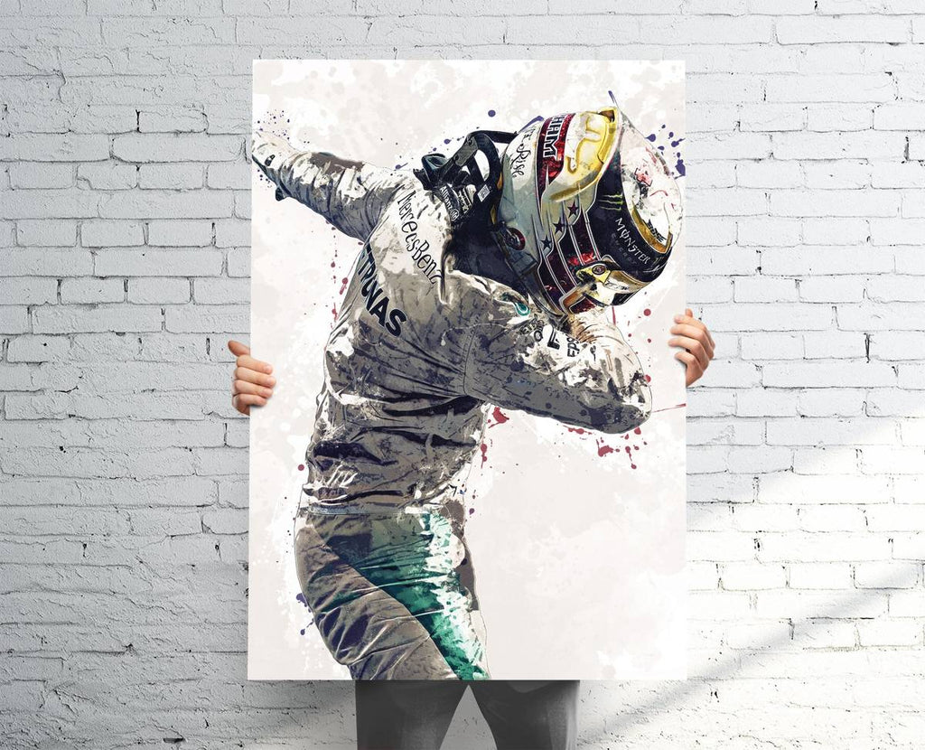 Lewis Hamilton Mercedes Sports Art Print, F1 Racing, Sports Decor – Poster | Canvas Wall Art Print