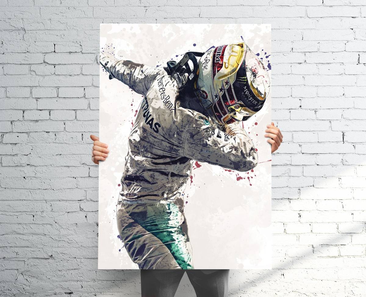 Lewis Hamilton Mercedes Sports Art Print, F1 Racing, Sports Decor – Poster | Canvas Wall Art Print
