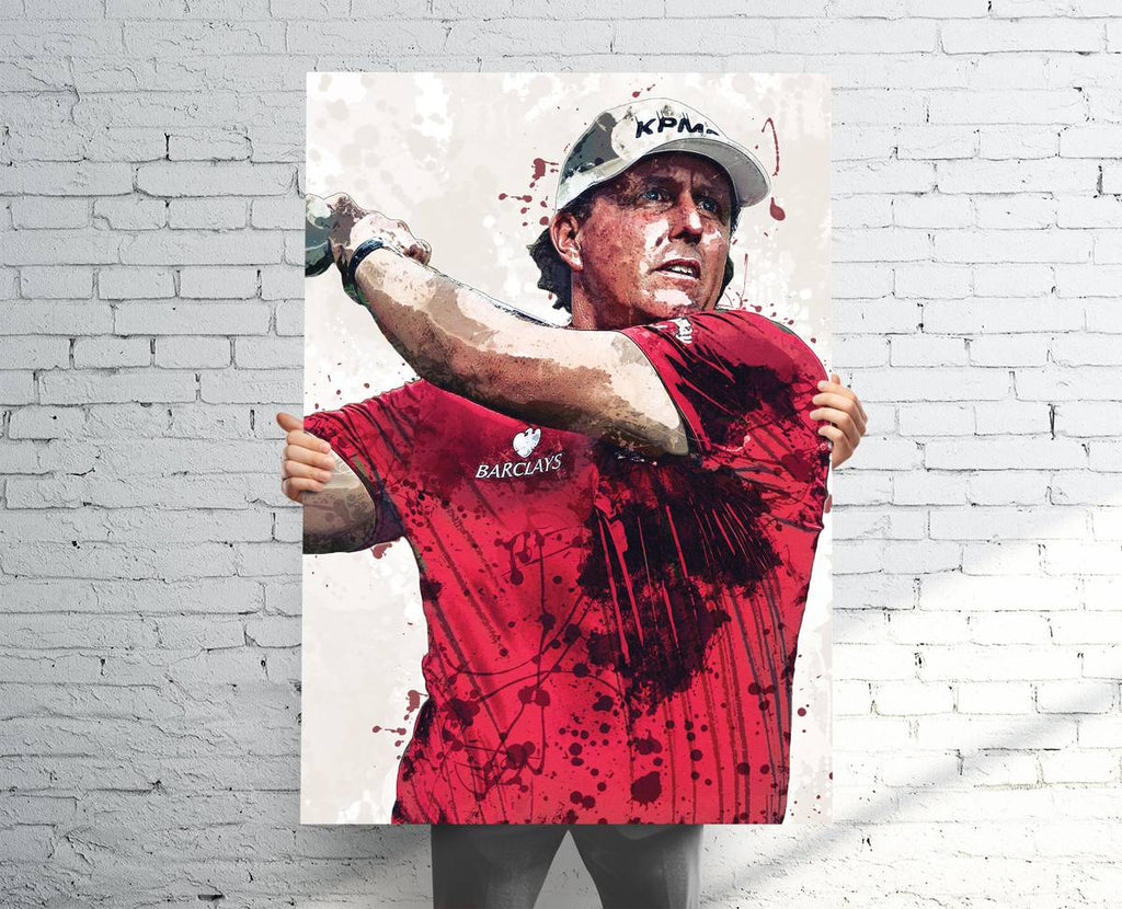 Phil Mickelson Sports Art Print, Pro Golf, Sports Decor – Poster | Canvas Wall Art Print