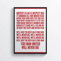 Manchester United Will Never Die Chant Song Quote Typography Mufc Wall Art - Poster | Canvas Wall Art Print