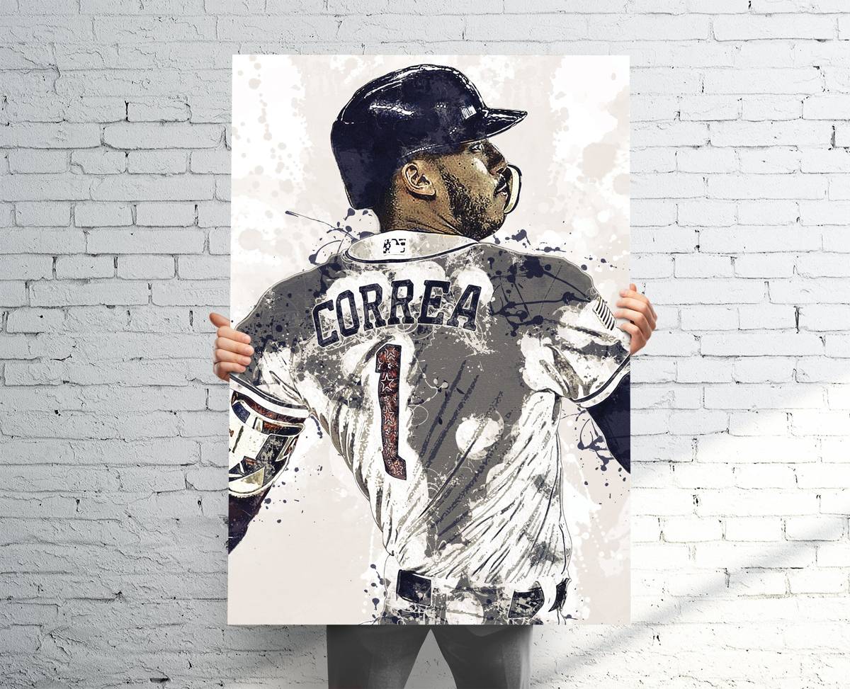 Carlos Correa Houston Astros Sports Art Print, Baseball, Sports Decor – Poster | Canvas Wall Art Print