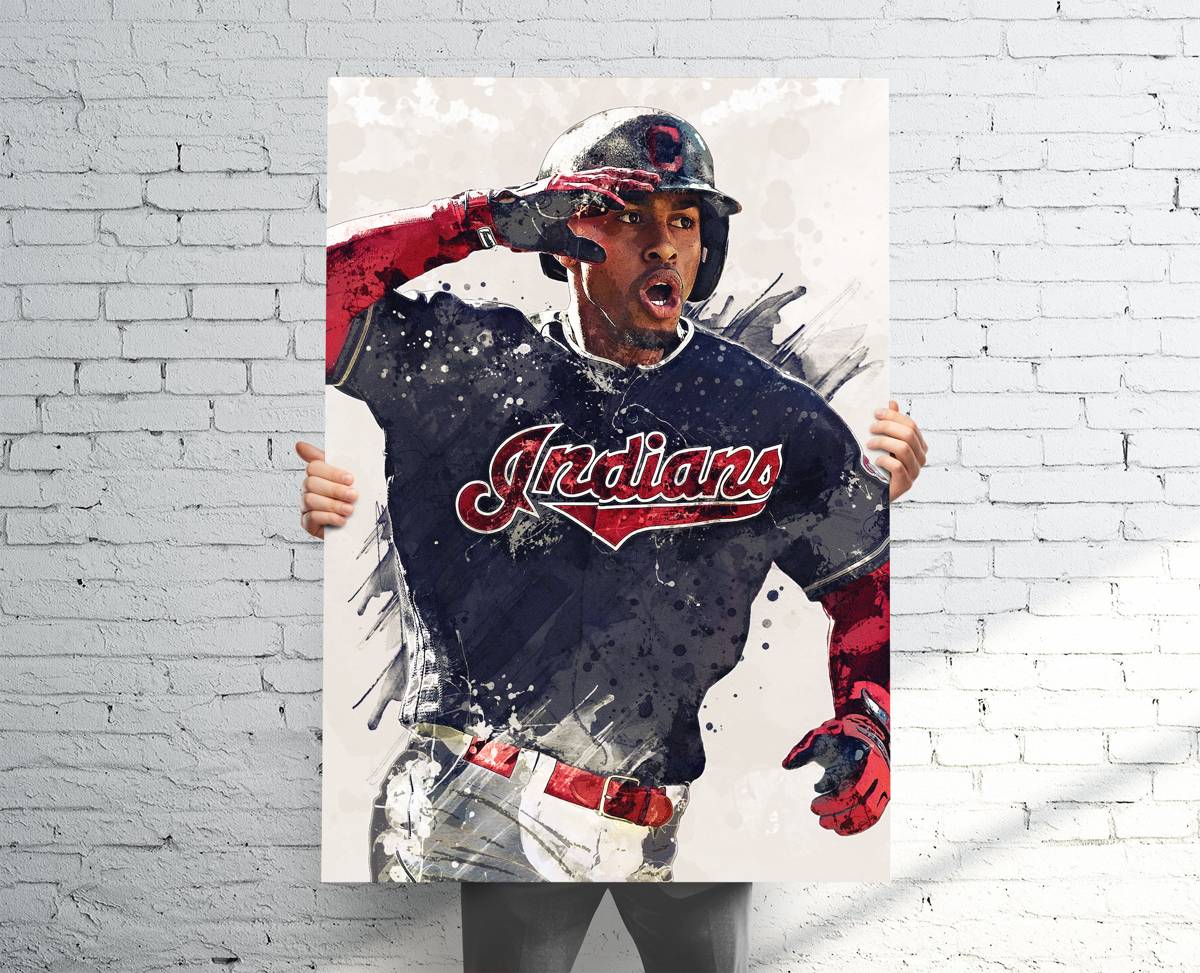 Francisco Lindor Cleveland Indians Sports Art Print, Baseball, Sports Decor – Poster | Canvas Wall Art Print