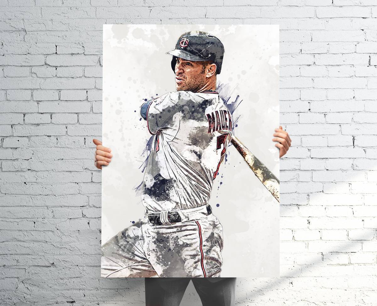 Joe Mauer Minnesota Twins (V1) Sports Art Print, Baseball, Sports Decor – Poster | Canvas Wall Art Print