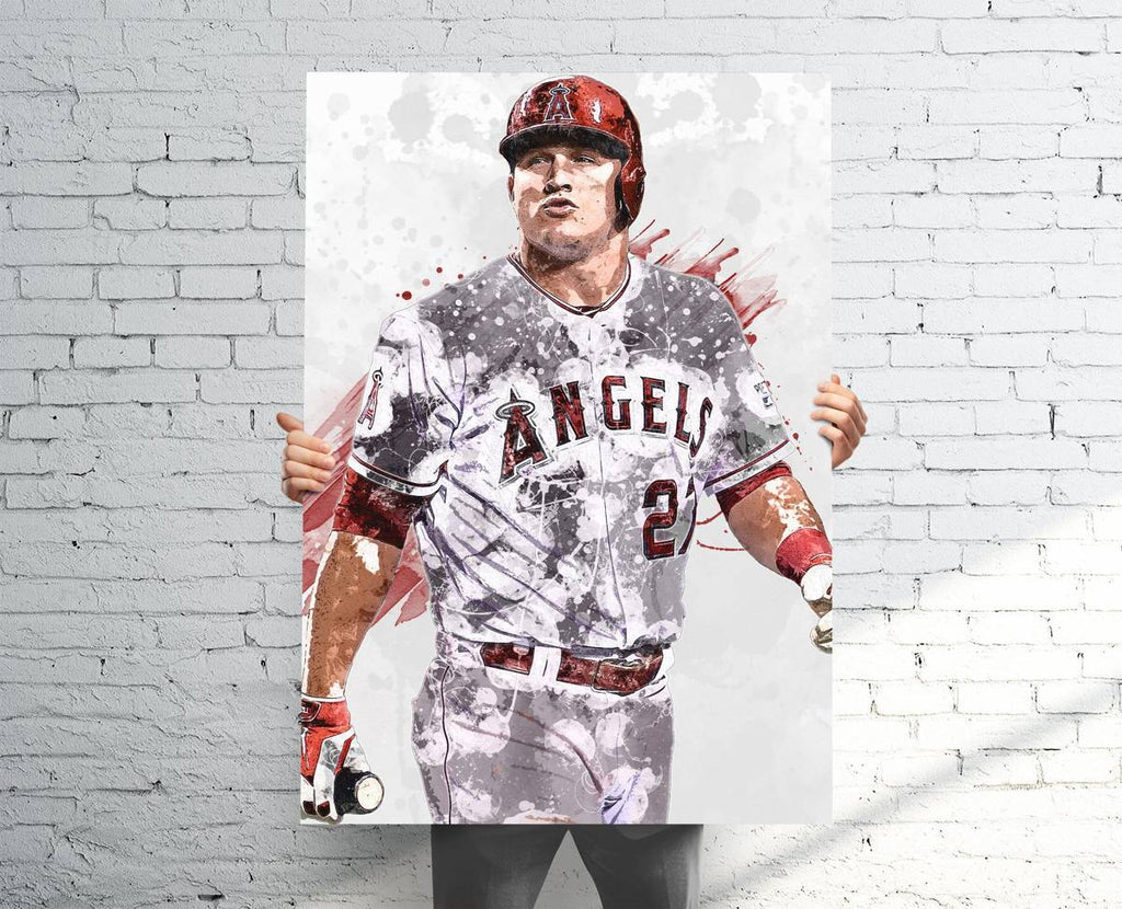 Mike Trout Los Angeles Angels Sports Art Print, Baseball, Sports Decor – Poster | Canvas Wall Art Print