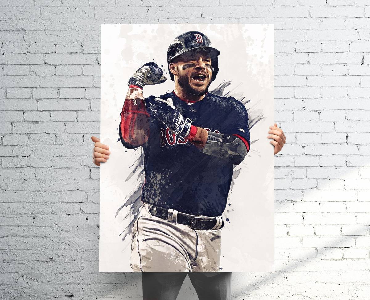 Steve Pearce Boston Red Sox Sports Art Print, Baseball, Sports Decor – Poster | Canvas Wall Art Print