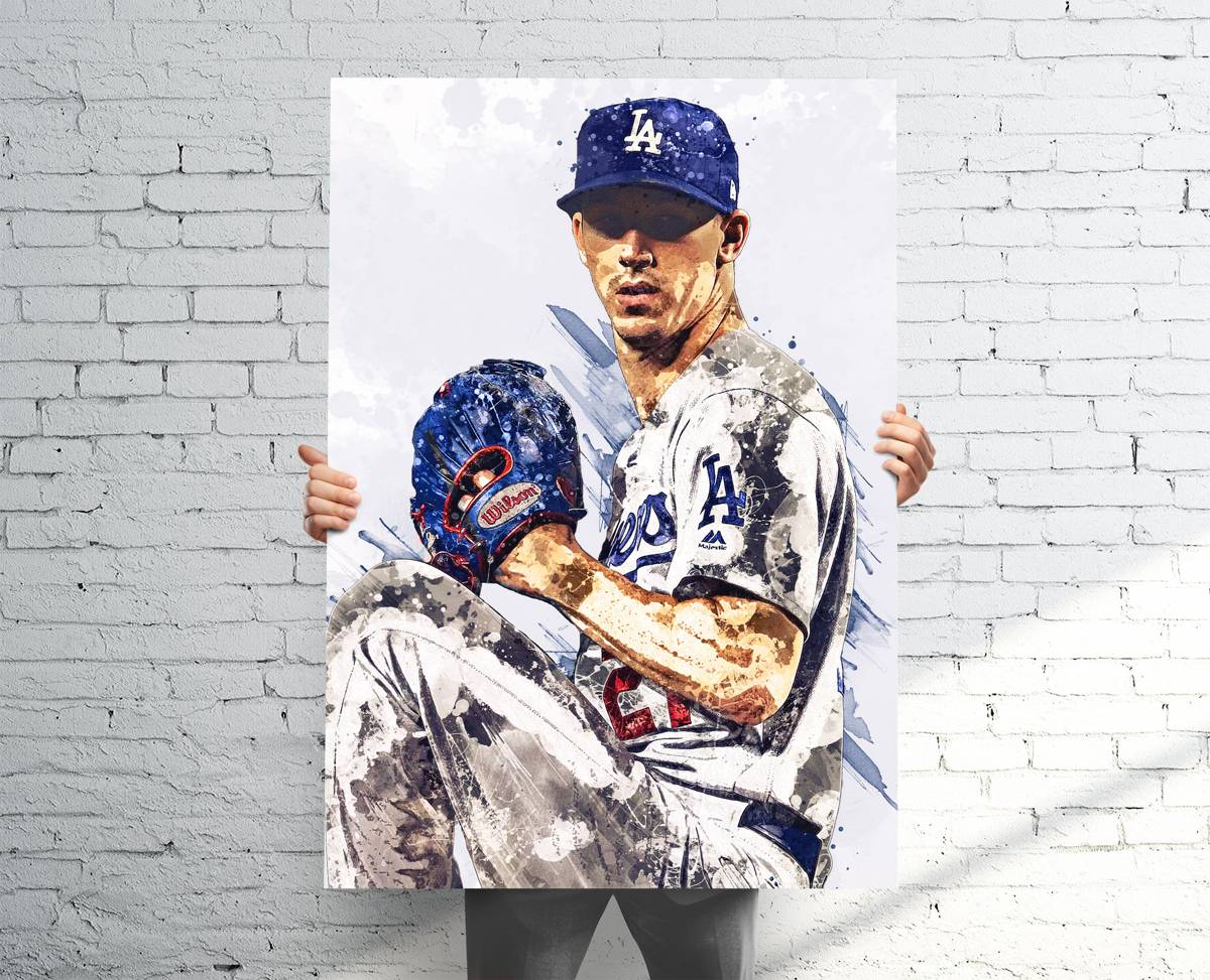 Walker Buehler Los Angeles Dodgers Sports Art Print, Baseball, Sports Decor – Poster | Canvas Wall Art Print