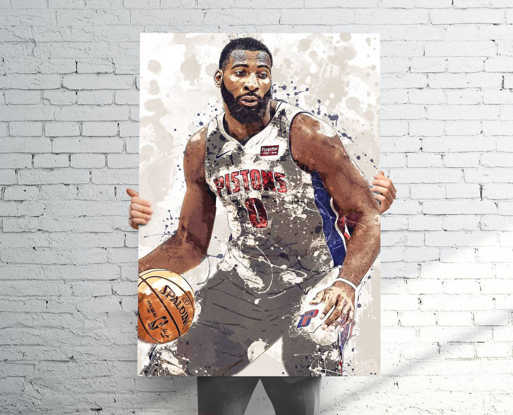 Andre Drummond Detroit Pistons Sports Art Print, Basketball, Sports Decor – Poster | Canvas Wall Art Print