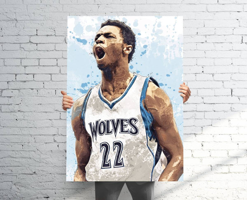 Andrew Wiggins Minnesota Timberwolves Sports Art Print, Basketball, Sports Decor – Poster | Canvas Wall Art Print
