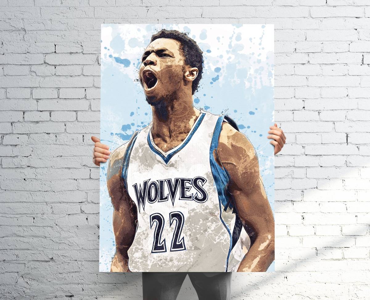 Andrew Wiggins Minnesota Timberwolves Sports Art Print, Basketball, Sports Decor – Poster | Canvas Wall Art Print