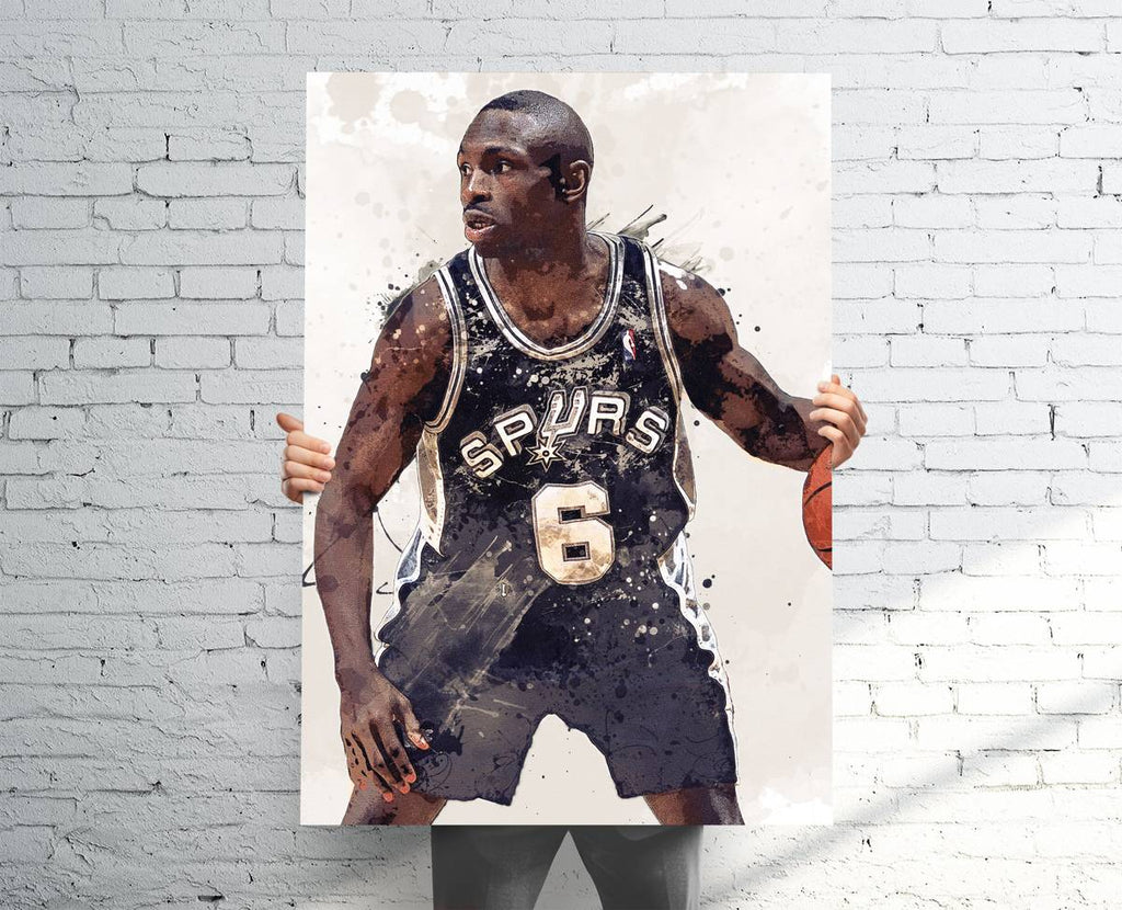 Avery Johnson San Antonio Spurs Sports Art Print, Basketball, Sports Decor – Poster | Canvas Wall Art Print