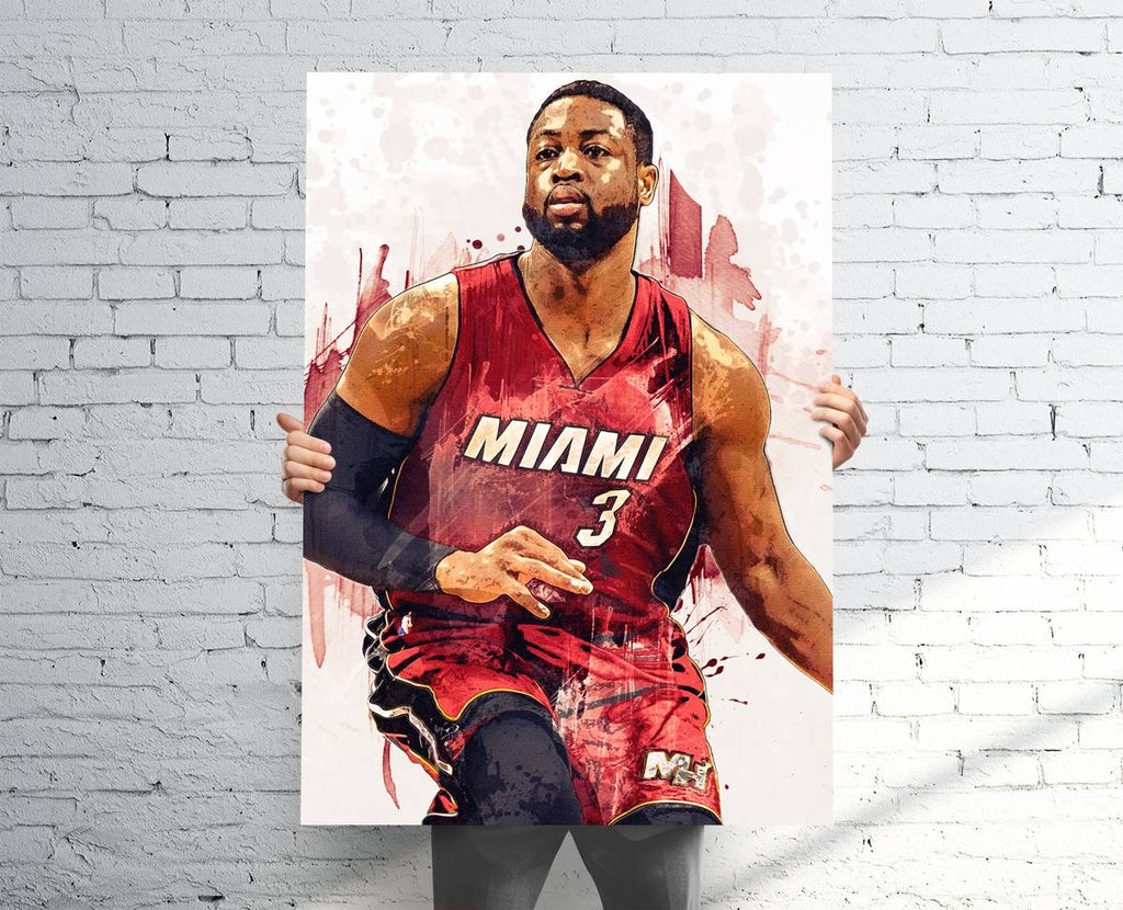 Dwyane Wade Miami Heat Sports Art Print, Basketball, Sports Decor – Poster | Canvas Wall Art Print