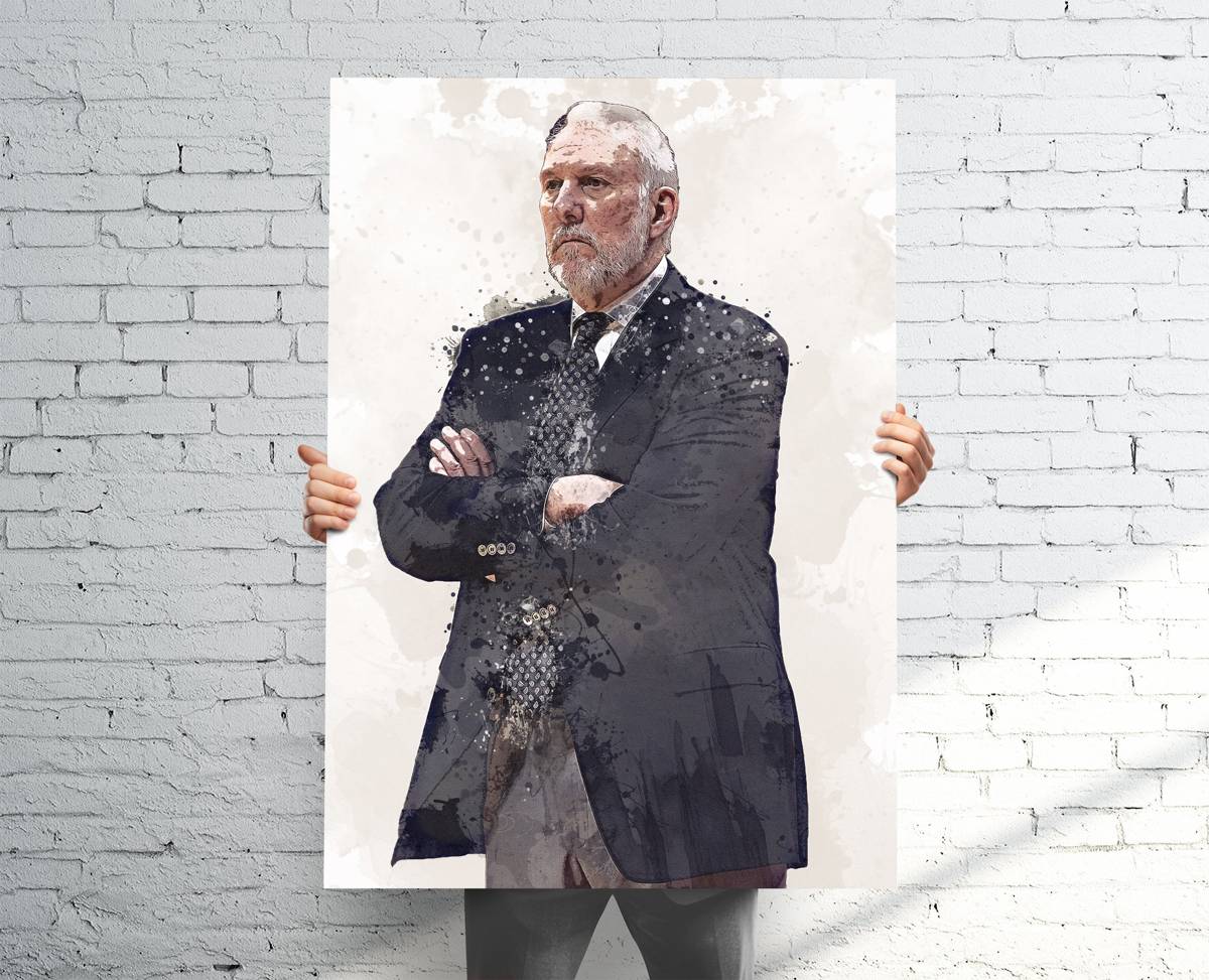 Gregg Popovich San Antonio Spurs (V1) Sports Art Print, Basketball, Sports Decor – Poster | Canvas Wall Art Print