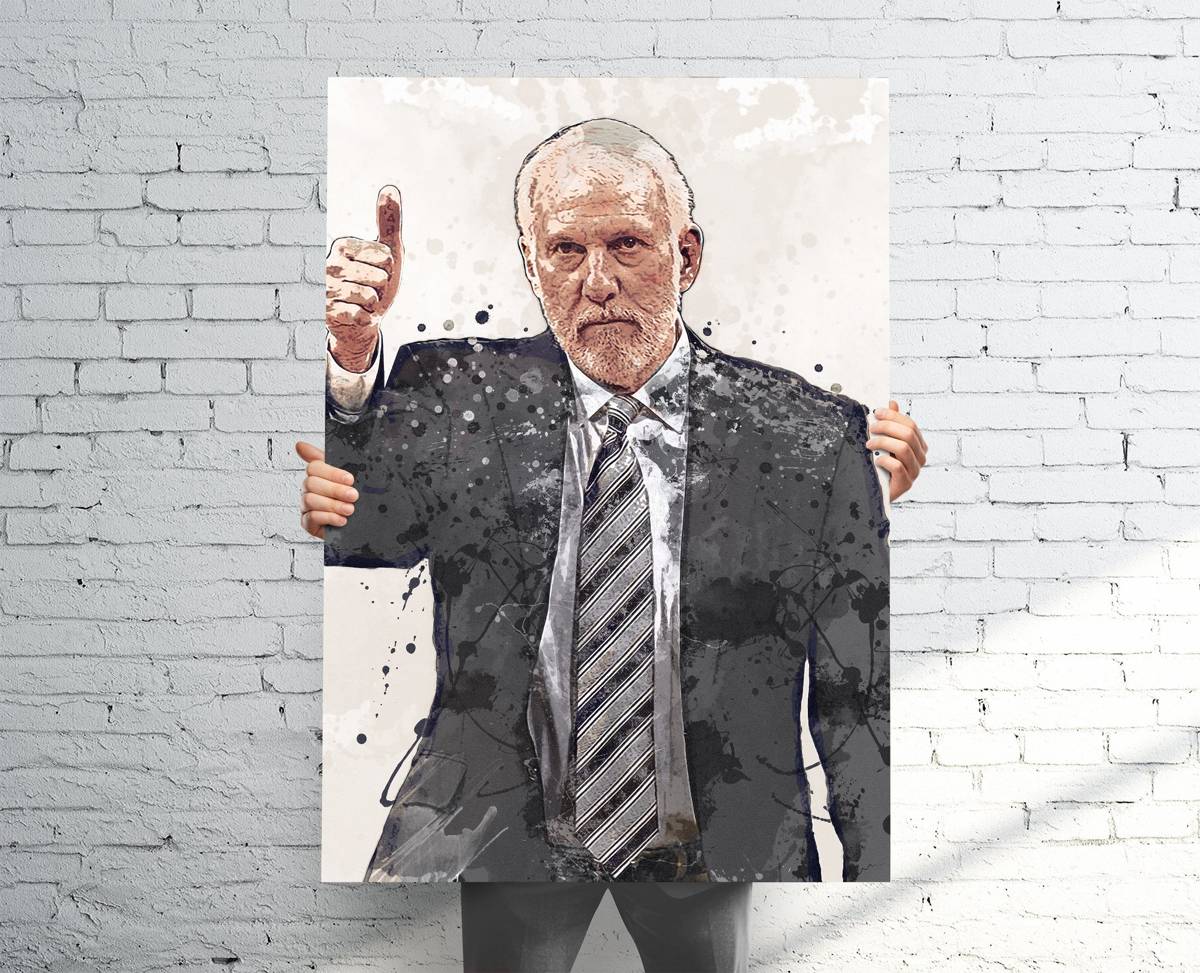 Gregg Popovich San Antonio Spurs (V2) Sports Art Print, Basketball, Sports Decor – Poster | Canvas Wall Art Print