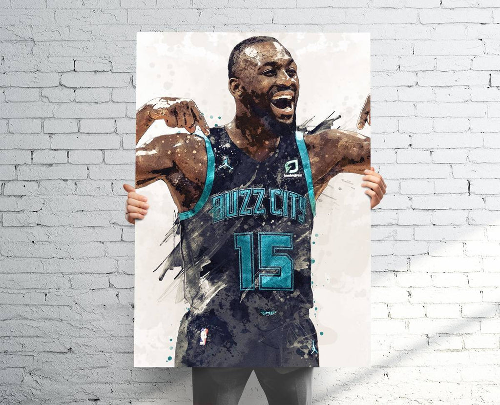 Kemba Walker Charlotte Hornets Sports Art Print, Basketball, Sports Decor – Poster | Canvas Wall Art Print