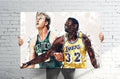 Larry Bird &amp;Amp;Amp; Magic Johnson Sports Art Print, Basketball, Sports Decor – Poster | Canvas Wall Art Print