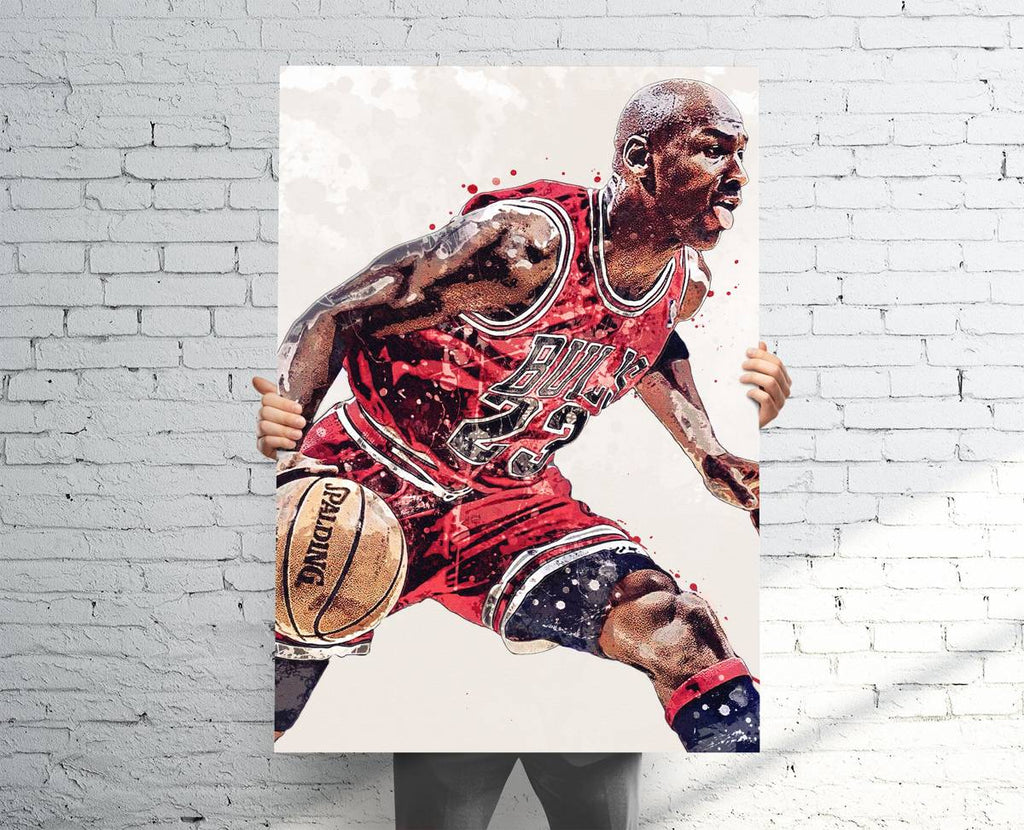 Michael Jordan Chicago Bulls (V2) Sports Art Print, Basketball, Sports Decor – Poster | Canvas Wall Art Print