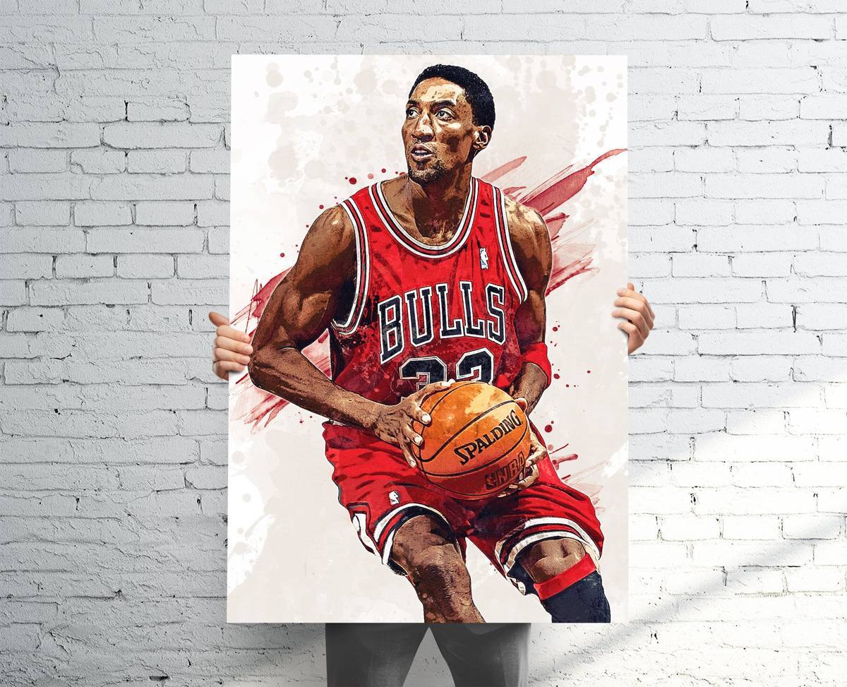 Scottie Pippen Chicago Bulls Sports Art Print, Basketball, Sports Decor – Poster | Canvas Wall Art Print
