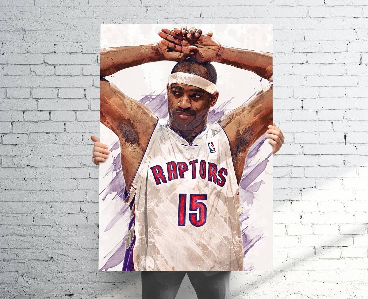 Vince Carter Toronto Raptors Sports Art Print, Basketball, Sports Decor – Poster | Canvas Wall Art Print