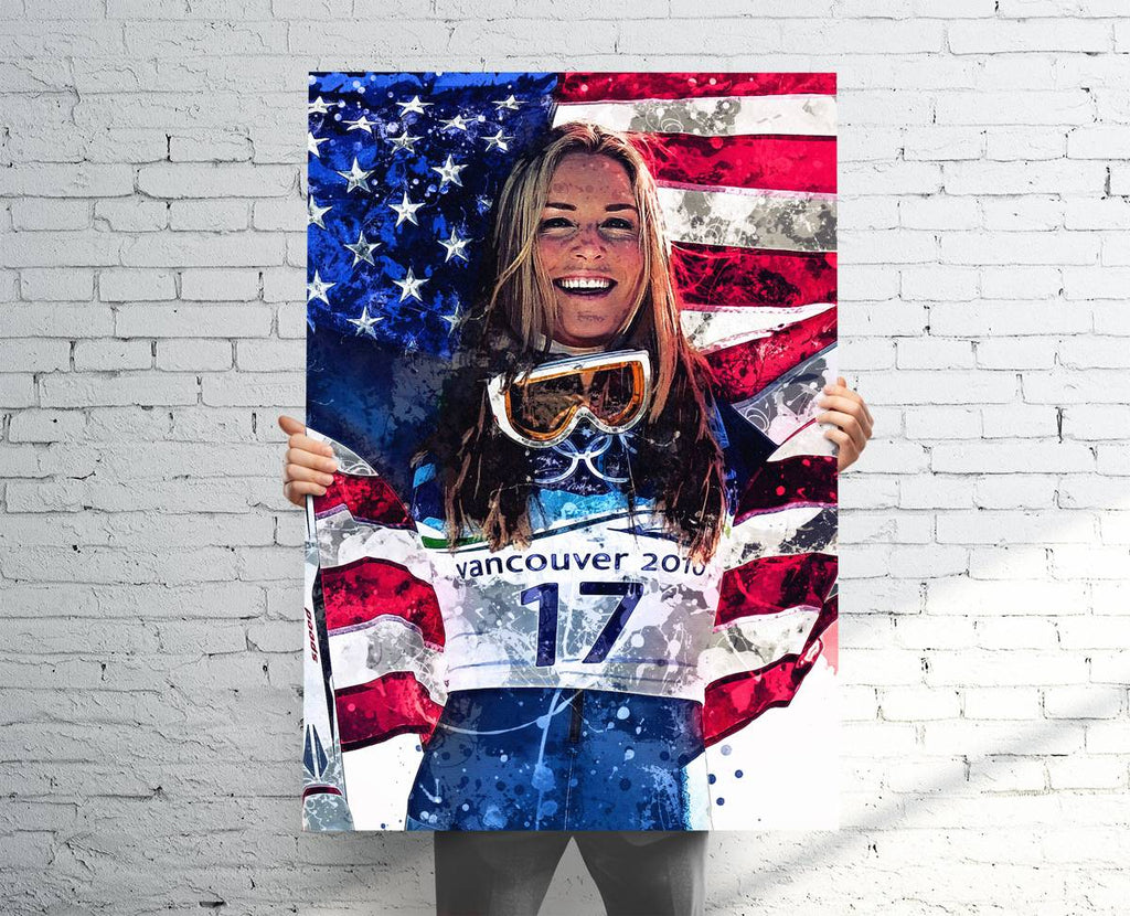 Lindsey Vonn (V2) Sports Art Print, Olympics, Sports Decor – Poster | Canvas Wall Art Print