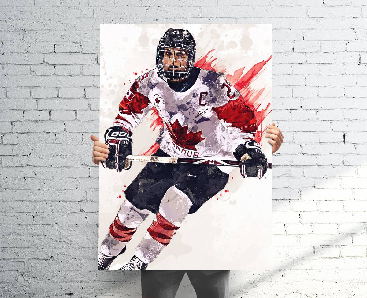Marie-Philip Poulin Sports Art Print, Olympics, Sports Decor – Poster | Canvas Wall Art Print