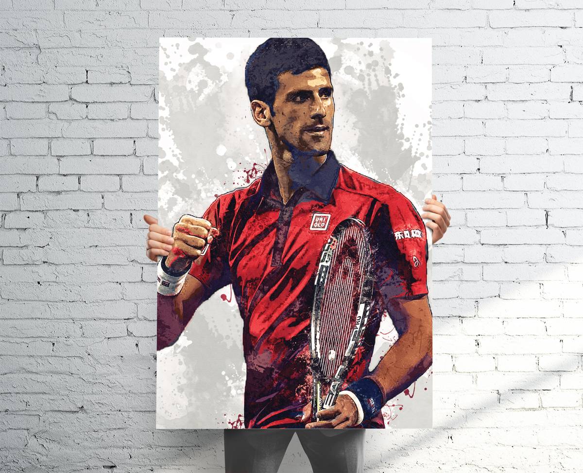Novak Djokovic Tennis Sports Art Print, Tennis, Sports Decor – Poster | Canvas Wall Art Print