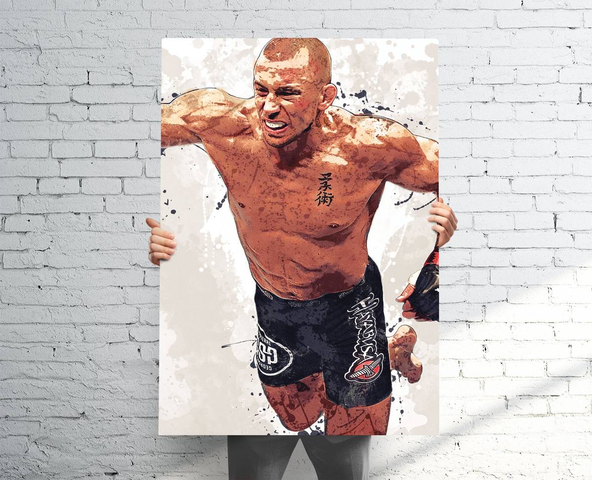Georges St-Pierre 'Gsp' (V2) Sports Art Print, Ufc Mma, Sports Decor – Poster | Canvas Wall Art Print