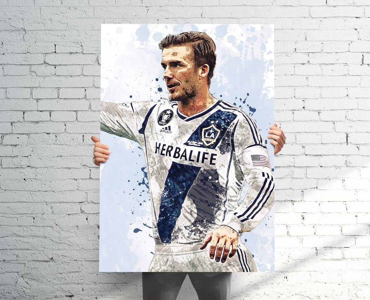 David Beckham La Galaxy Sports Art Print, Soccer/Football, Sports Decor – Poster | Canvas Wall Art Print