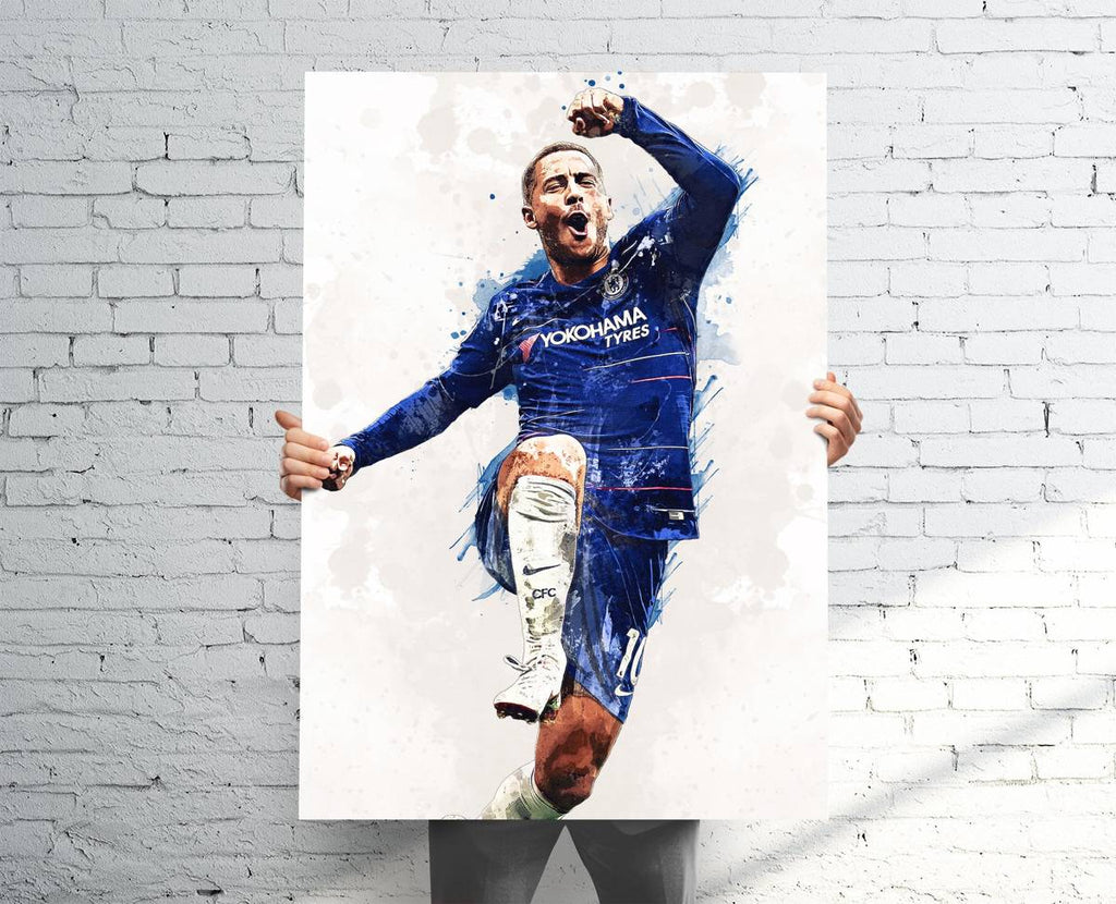 Eden Hazard Chelsea F.C. Sports Art Print, Soccer/Football, Sports Decor – Poster | Canvas Wall Art Print