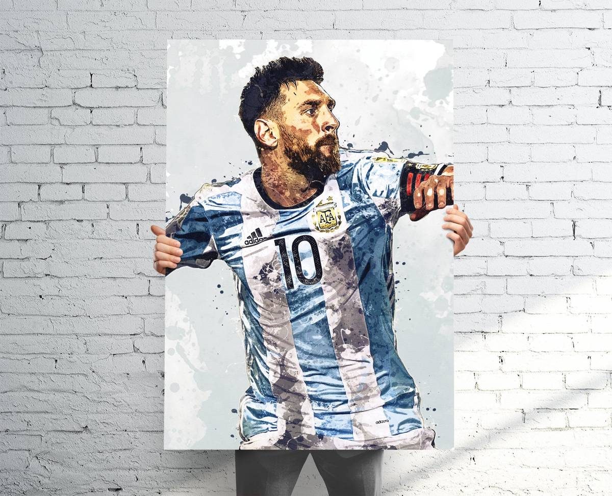 Lionel Messi Team Argentina Sports Art Print, Soccer/Football, Sports Decor – Poster | Canvas Wall Art Print