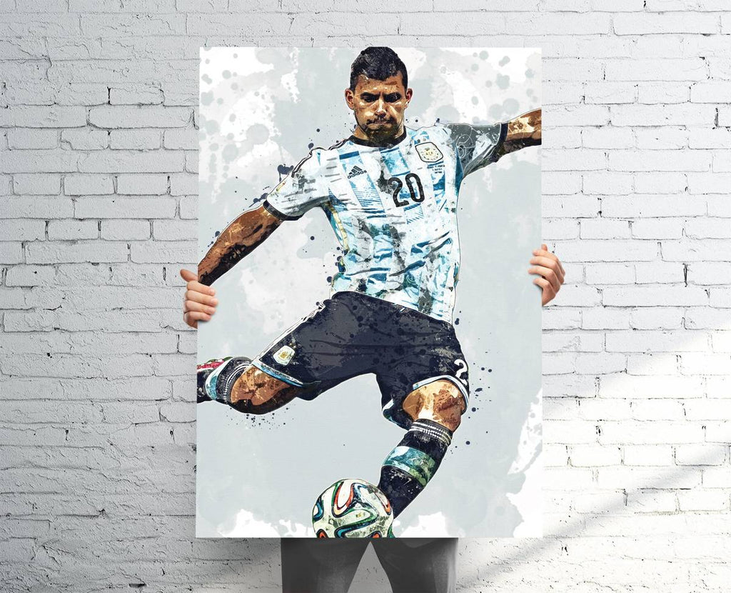 Sergio Aguero Team Argentina Sports Art Print, Soccer/Football, Sports Decor – Poster | Canvas Wall Art Print