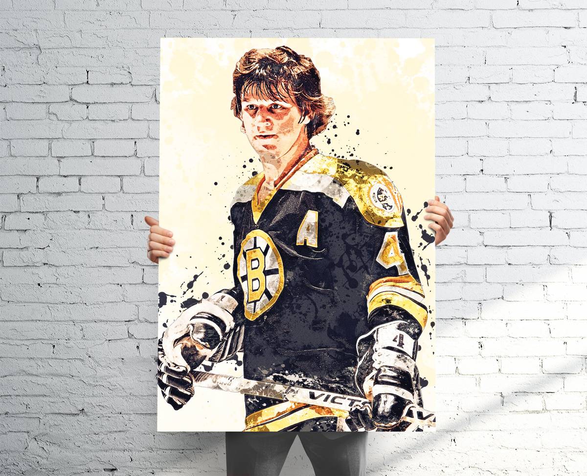 Bobby Orr Boston Bruins (V1) Sports Art Print, Hockey, Sports Decor – Poster | Canvas Wall Art Print