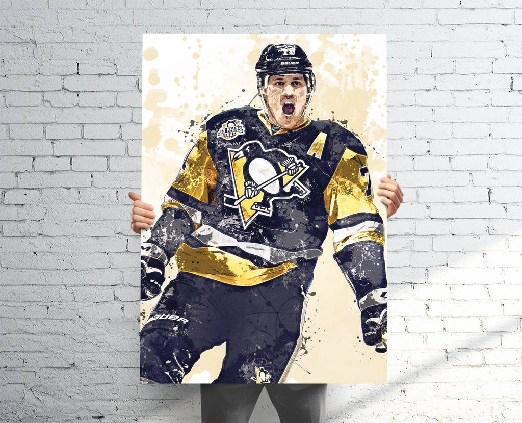 Evgeni Malkin Pittsburgh Penguins Sports Art Print, Hockey, Sports Decor – Poster | Canvas Wall Art Print