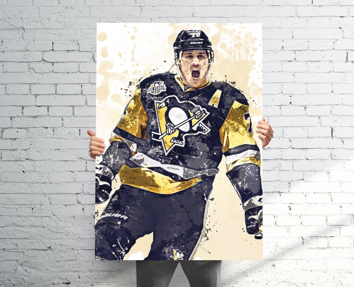 Evgeni Malkin Pittsburgh Penguins Sports Art Print, Hockey, Sports Decor – Poster | Canvas Wall Art Print