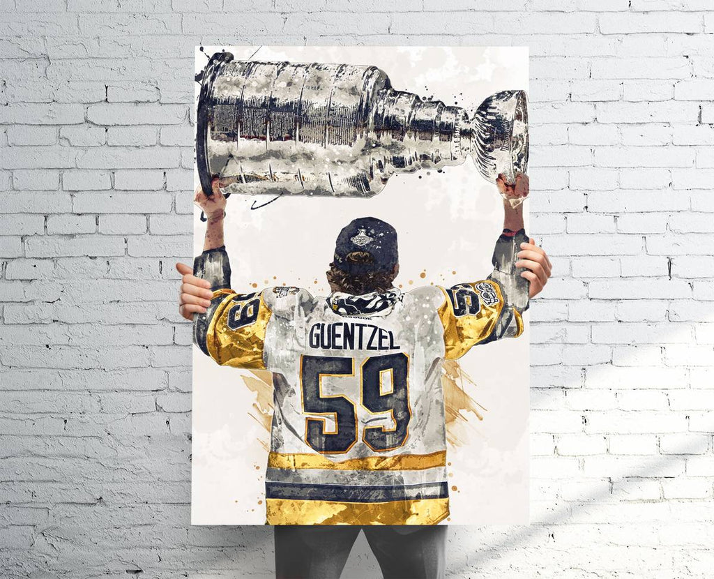 Jake Guentzel Stanley Cup Penguins Sports Art Print, Hockey, Sports Decor – Poster | Canvas Wall Art Print