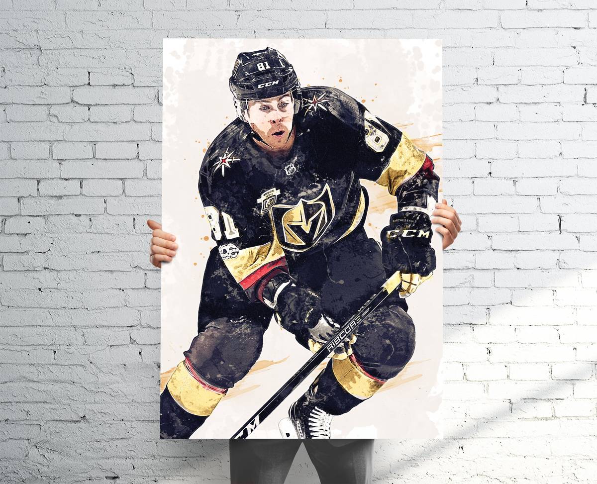 Jonathan Marchessault Vegas Golden Knights Sports Art Print, Hockey, Sports Decor – Poster | Canvas Wall Art Print