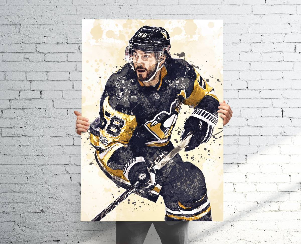 Kris Letang Pittsburgh Penguins Sports Art Print, Hockey, Sports Decor – Poster | Canvas Wall Art Print