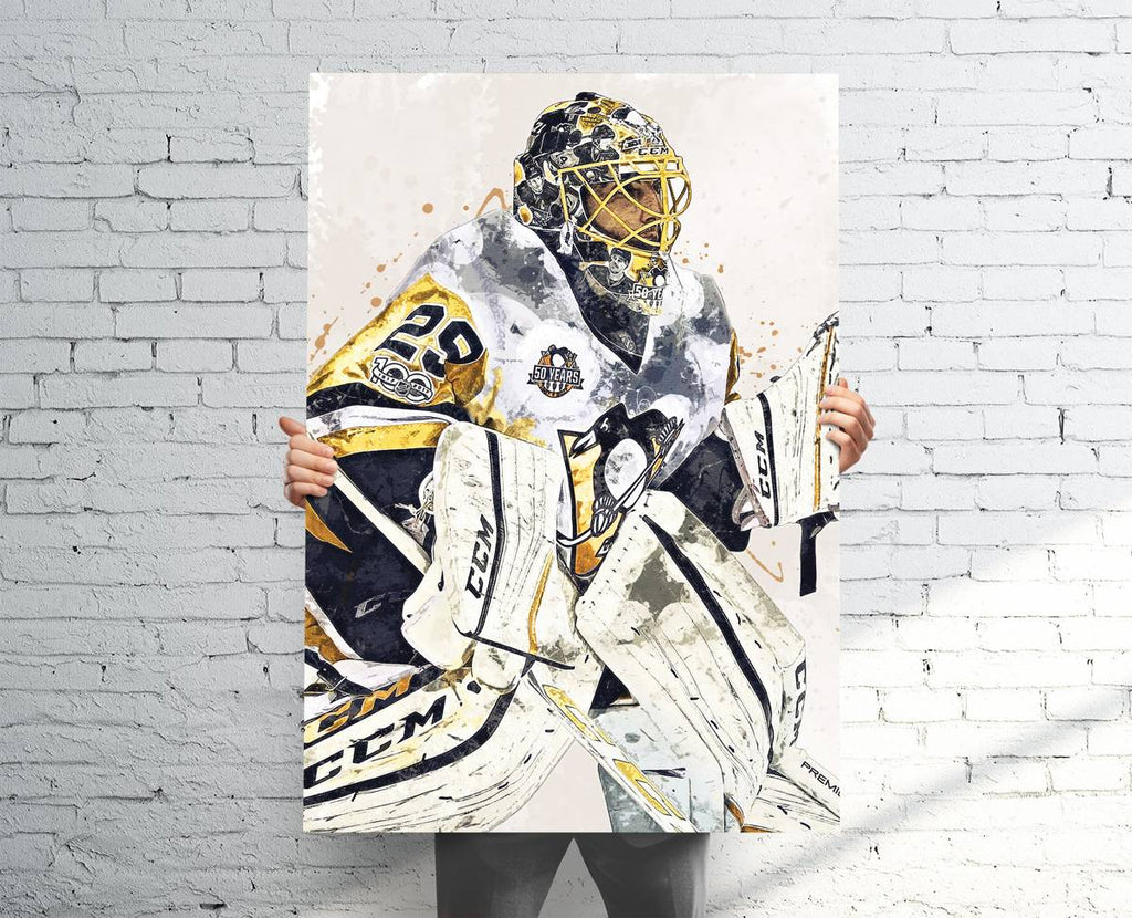 Marc-Andrì_‰Û_Ìâå© Fleury Pittsburgh Penguins Sports Art Print, Hockey, Sports Decor – Poster | Canvas Wall Art Print