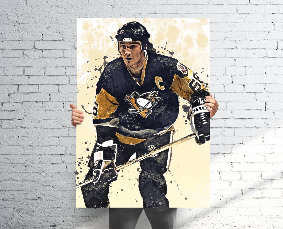 Mario Lemieux Pittsburgh Penguins Sports Art Print, Hockey, Sports Decor – Poster | Canvas Wall Art Print