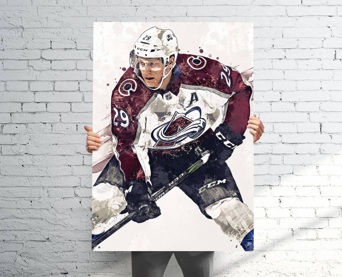 Nathan Mankinnon Colorado Avalanche Sports Art Print, Hockey, Sports Decor – Poster | Canvas Wall Art Print