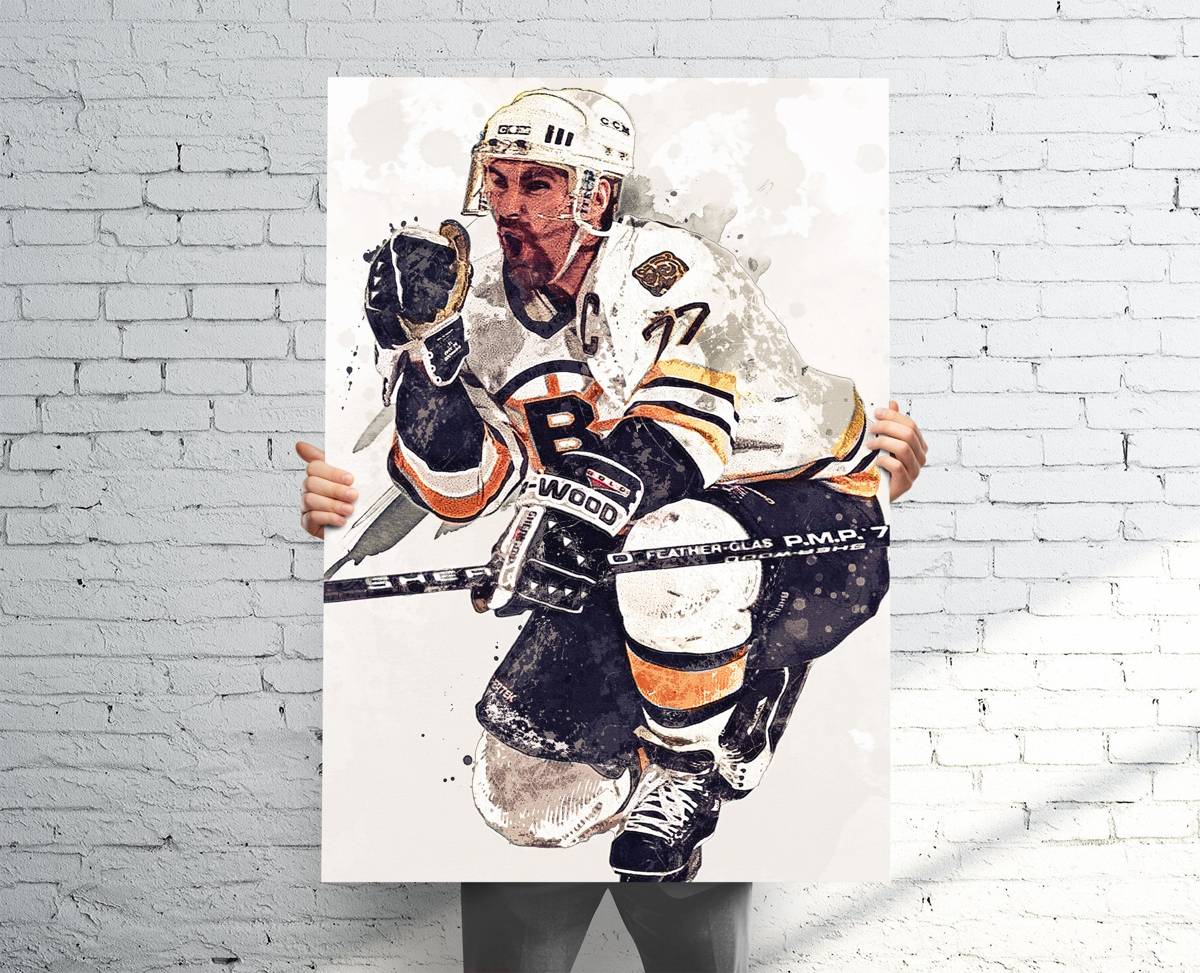 Ray Bourque Boston Bruins Sports Art Print, Hockey, Sports Decor – Poster | Canvas Wall Art Print