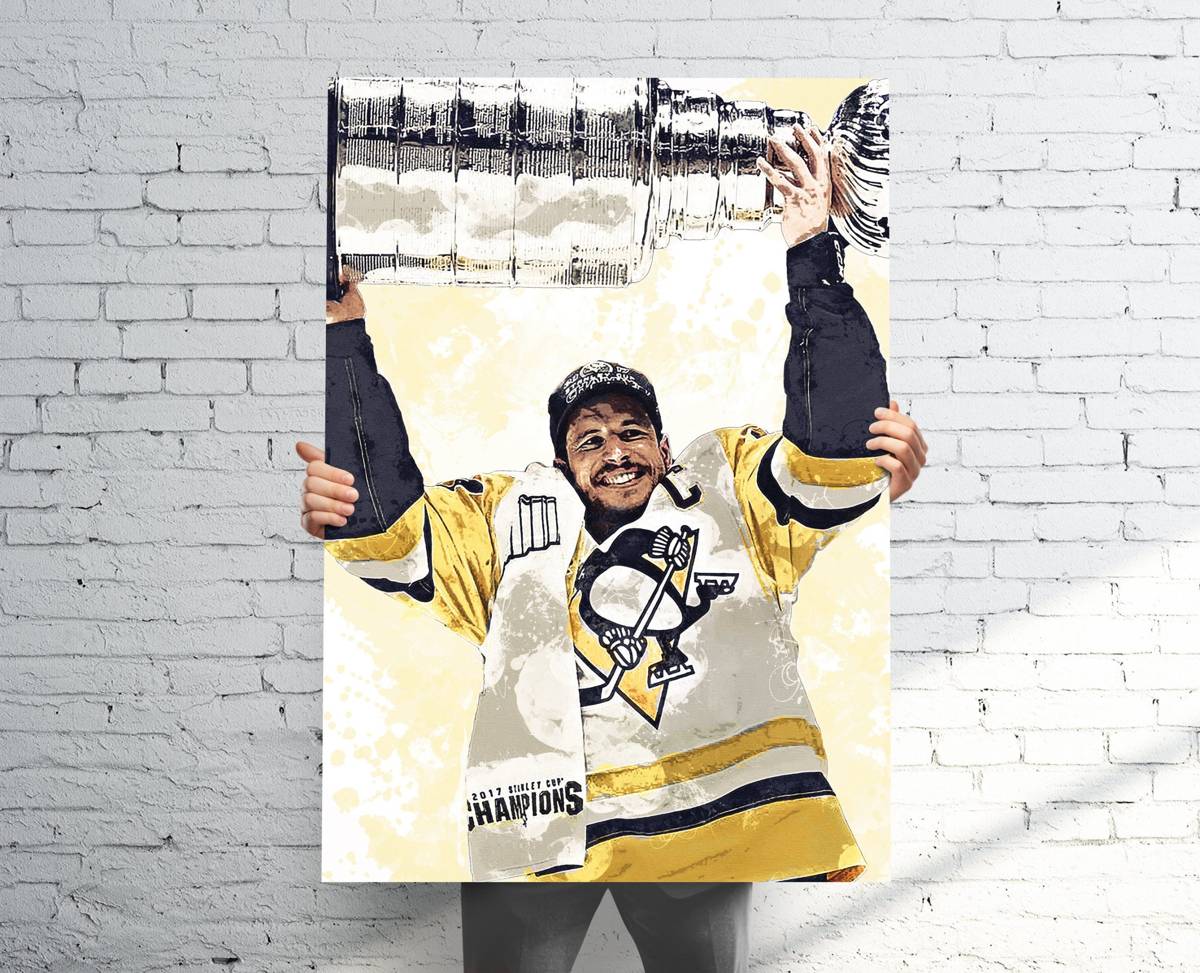 Sidney Crosby Stanley Cup Pittsburgh Penguins/Canvas Print, Sports Art Print, Hockey – Poster | Canvas Wall Art Print