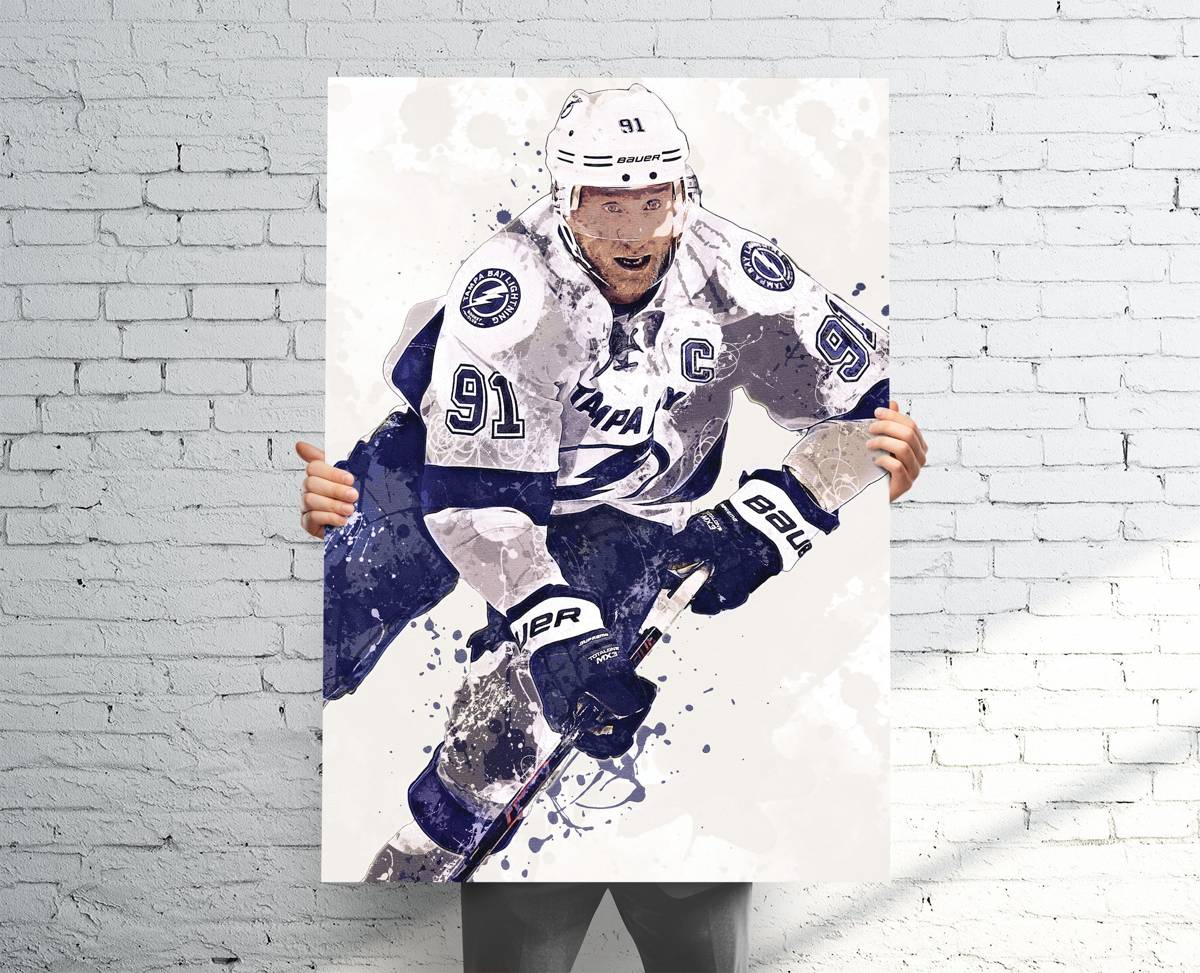 Steven Stamkos Tampa Bay Lightning Sports Art Print, Hockey, Sports Decor – Poster | Canvas Wall Art Print