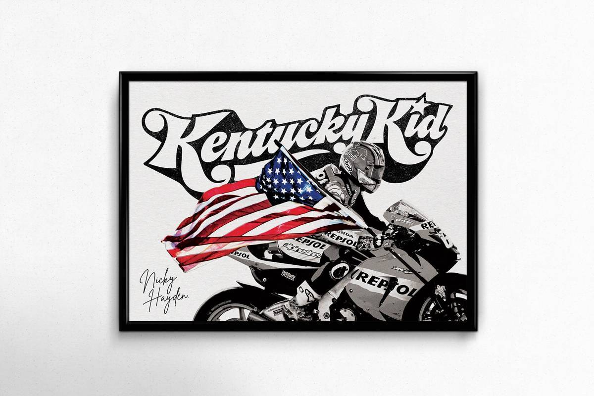 Nicky Hayden, Kentucky Kid, Moto Gp Honda Motorcycle Print - Poster | Canvas Wall Art Print