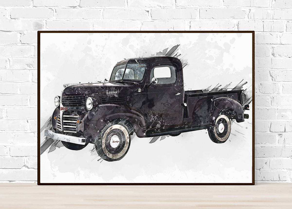 1941 Dodge Pickup Truck And Car Lovers, Classic Truck, Classic Car – Poster | Canvas Wall Art Print
