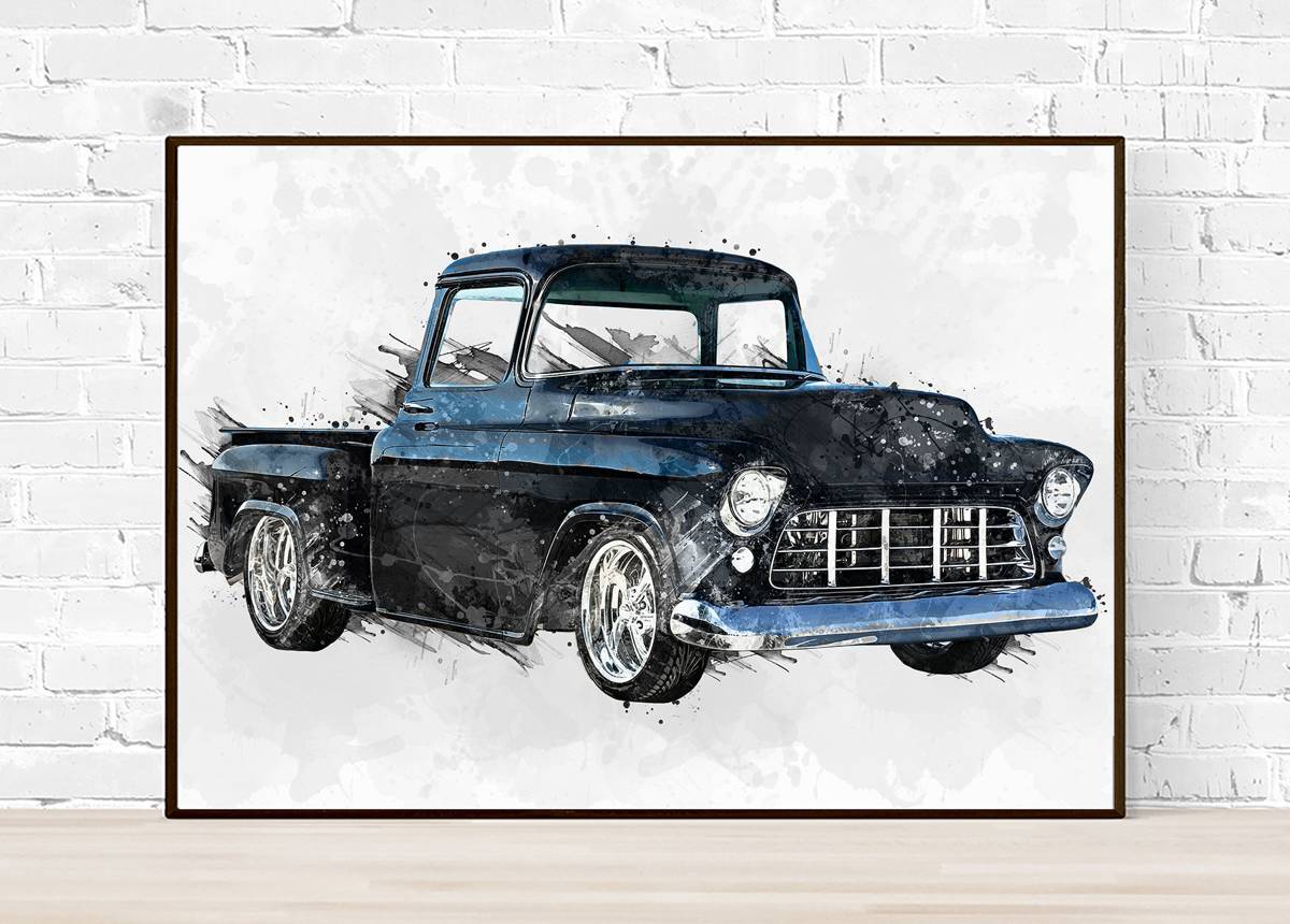 1959 Chevrolet 3100 Custom Truck And Car Lovers, Classic Truck, Classic Car – Poster | Canvas Wall Art Print