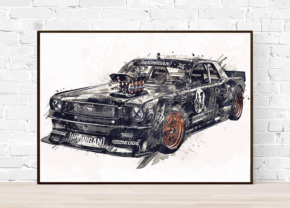 1965 Ken Block Ford Mustang Hoonicorn Rtr Truck And Car Lovers, Classic Truck, Classic Car – Poster | Canvas Wall Art Print