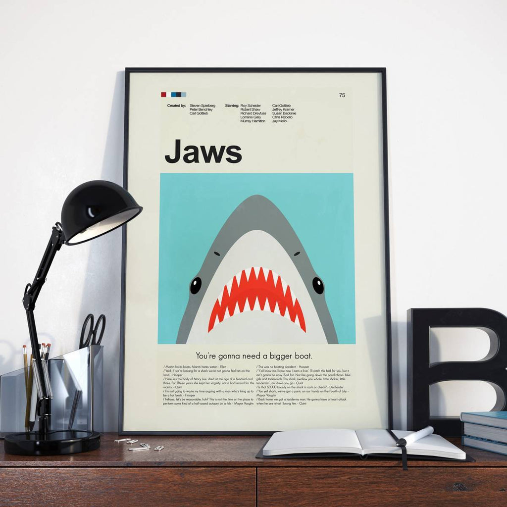 Jaws Mid-Century Modern Inspired Print - Poster | Canvas Wall Art Print