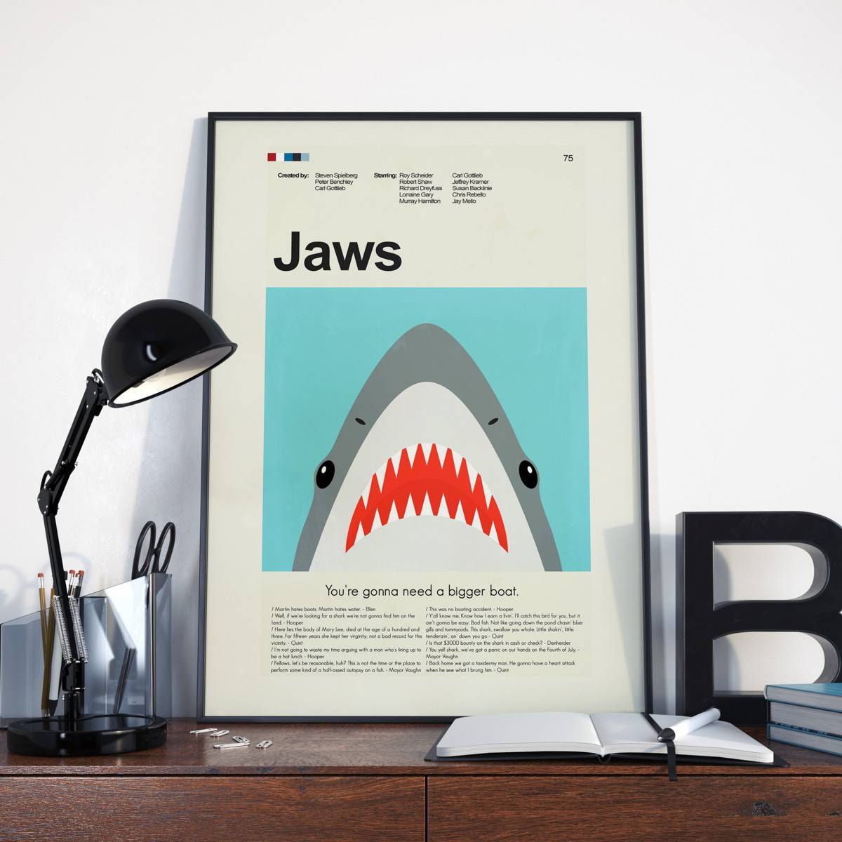 Jaws Mid-Century Modern Inspired Print - Poster | Canvas Wall Art Print